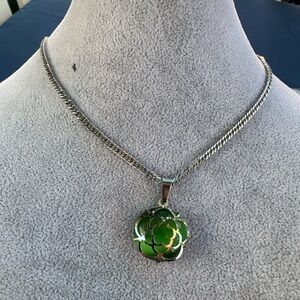 New Stainless Steel Elegant Green Pendant Necklace 44cm Long
